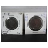1941 & 1948 US LIBERTY HEAD ONE CENT COINS