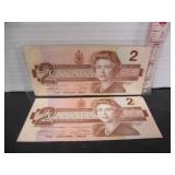 2-1986 CANADA 2 DOLLAR NOTES