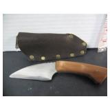 OLD PATCH-SKINNER KNIFE WITH LEATHER SHEATH