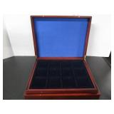 MAHOGANNY HINGED 3 TIER COIN CASE-HOLDER