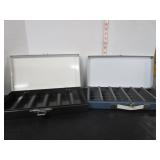 2 VINTAGE METAL SLIDE HOLDER CASES