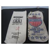 2 VINTAGE CANVAS LEADSHOT AMMUNITION BAGS EMPTY