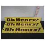 3 VINTAGE NOS METAL 'OH HENRY' RULERS