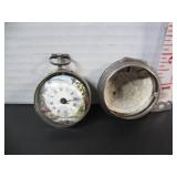 STERLING SILVER KEYWIND CASED POCKET WATCH