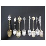 70 GRAMS STERLING SILVER SOUVENIR SPOONS 8 TOTAL