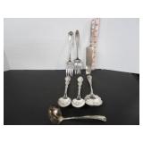 7 ANTIQUE SILVER PLATE SERVING UTENSILS