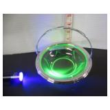 URANIUM GLASS BOWL WITH METAL RIM & HANDLE