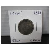 SILVER 1883 HAWAII QUARTER DOLLAR COIN