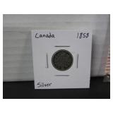 SILVER 1858 CANADA 10 CENT COIN