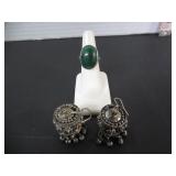 SILVERTONE EARRING & RING