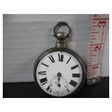 STERLING SILVER, KEY WIND POCKET WATCH