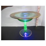 URANIUM GLASS PEDESTAL COMPOTE DISH