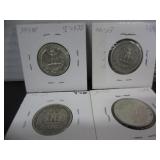 4 SILVER US 25 CENT COINS
