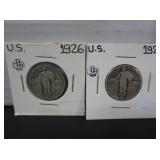 2 SILVER US QUARTER DOLLAR COINS