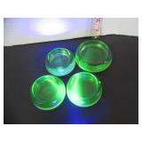 4 URANIUM GLASS HAZEL ATLAS CASTERS