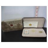 .925 SILVER 24 KARAT GOLD PLATED COINT & STAMP SET