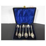 ANTIQUE CASED SILVER PLATED SPOONS SET OF 6