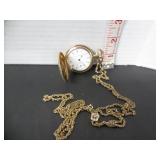 SUN DIAL POCKET WATCH WITH 12 KT GOLD FILLED CHAIN