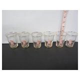 6 VINTAGE DANCING ELEPHANT RETRO SHOT GLASSES