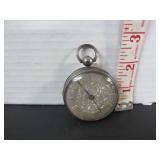STERLING SILVER KEY WIND POCKET WATCH