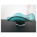 VTG. DEEP TEAL ART GLASS PIECE