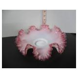 VINTAGE PINK FENTON RUFFLED EDGE BOWL