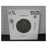1928S SILVER US QUARTER DOLLAR