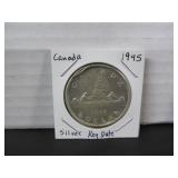 SILVER 'KEY DATE' 1945 CANADA ONE DOLLAR COIN
