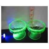 2 URANIUM GLASS SHERBET-DESSERT DISHES