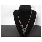 STERLING SILVER NECKLACE WITH RED STONES