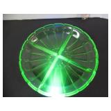 URANIUM GLASS DIVIDED RELISH DISH