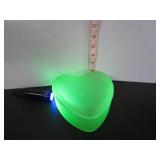 URANIUM GLASS FROSTED HEART SHAPED LIDDED DISH