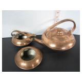 1930'S ART DECO COPPER CRAFTMAN CO. TEAPOT SET