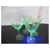 4 URANIUM WINE GLASSES