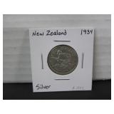 SILVER 1934 NEW ZEALAND ONE SHILLING COIN