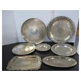 7 SILVER PLATED SERVING TRAYS