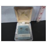 10KT WHITE GOLD BLACK SAPPHIRE EARRINGS IN CASE