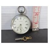STERLING SILVER A.W.W. CO KEYWIND POCKET WATCH
