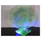 2 URANIUM GLASS DISHES