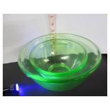 2 URANIUM GLASS HAZEL ATLAS MIXING BOWLS