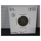 1830 SILVER US 10 CENT COIN