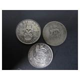 3 SILVER GB 1 SHILLING COINS