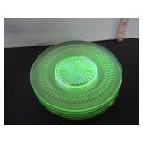 6 URANIUM GLASS PLATES