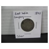 SILVER 1840 EAST INDIA COMPANY HALF RUPEE COIN