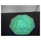 URANIUM GLASS SCROLLED THISTLE PATTERN PLATE