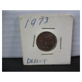 DEFECT-ERROR 1973 CANADA ONE CENT COIN