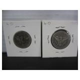 2 SILVER US 25 CENT COINS 1899 & 1904