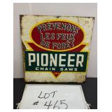 Pioneer Chainsaws Inc. Tin Sign -'Feux De Forget'