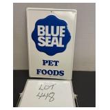 Unused Embossed Steel Blue Seal Feeds Sign