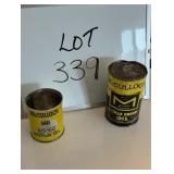 (2) McCulloch 2-Cycle Oil Tins - (1 Full 1 Empty)